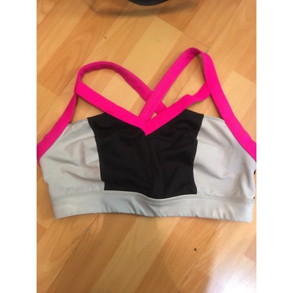 Torrid Black & Gray with Neon Pink Trim X-Cross Back Sports Bra 00 (Sz 10) - Picture 3 of 7